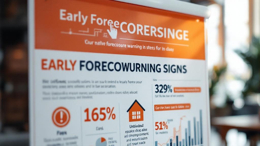 Early foreclosure warning signs infographic with financial indicators