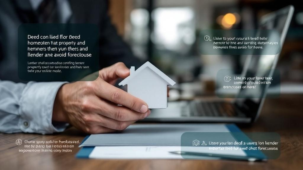 Deed in lieu of foreclosure process illustration showing homeowner giving property deed to lender