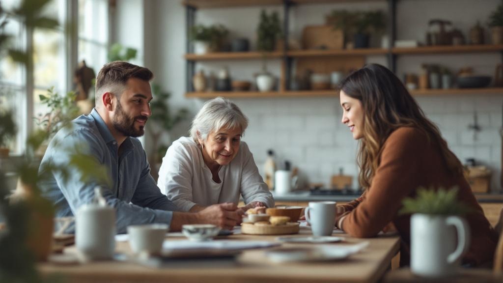 Family consultation for hoarder house sale showing estate cleanout planning and sensitive discussion