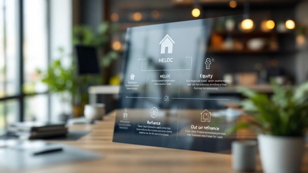Home equity options comparison infographic showing HELOC, home equity loan, and refinance paths