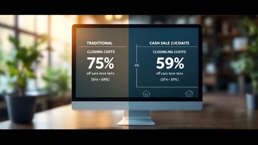House closing costs calculator comparison showing traditional sale vs cash sale fees breakdown